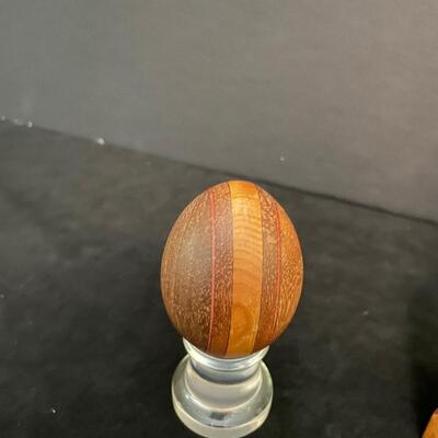 Lot 159. Three Vintage Wooden Eggs on Stands