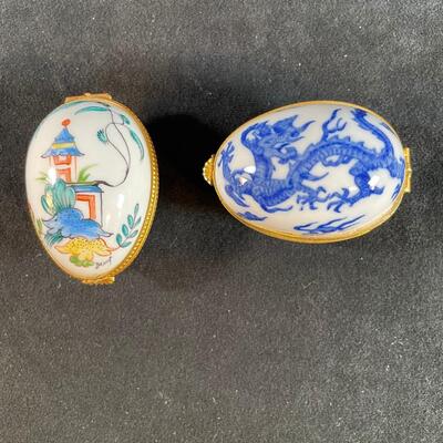 Lot 160. Two Vintage Porcelain Egg Trinket Boxes