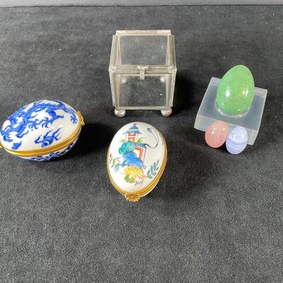 Lot 160. Two Vintage Porcelain Egg Trinket Boxes