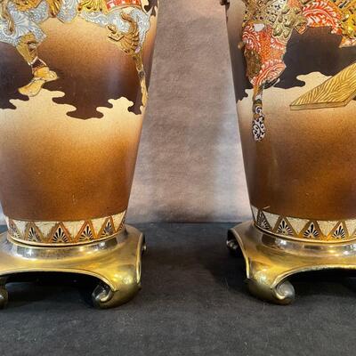 Lot 161. Pair of Porcelain Satsuma Lamps