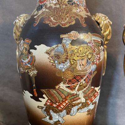 Lot 161. Pair of Porcelain Satsuma Lamps