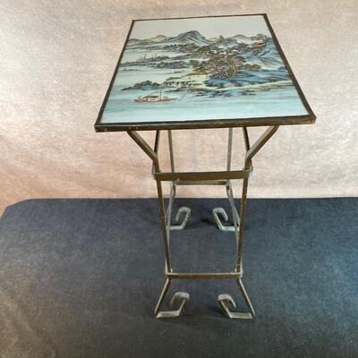 Lot 164. Antique Hand-painted Marble-top Side Table
