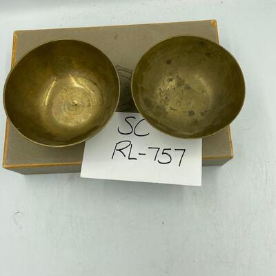 Pair of antique Chinese engraved brass bowl