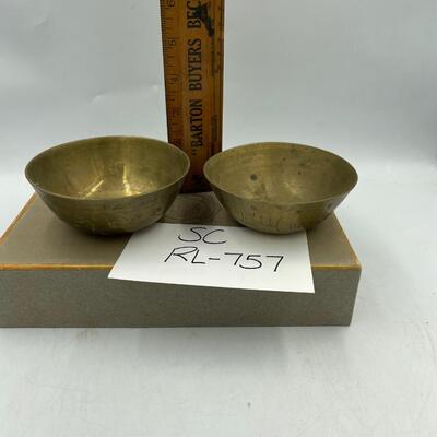 Pair of antique Chinese engraved brass bowl