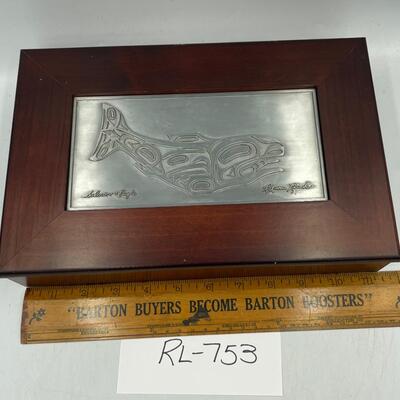 Wooden box w/pewter insert