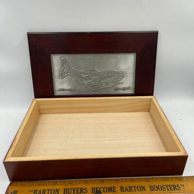 Wooden box w/pewter insert