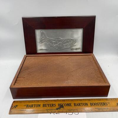 Wooden box w/pewter insert