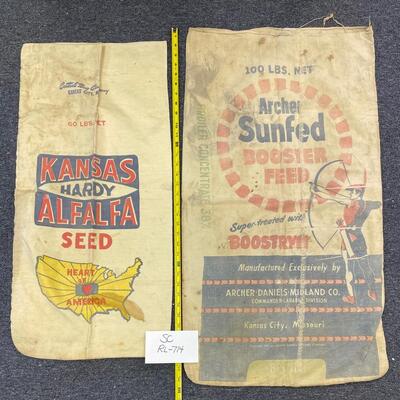 Set of two vintage feed bags
