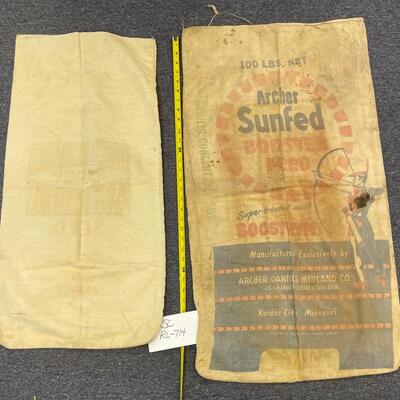 Set of two vintage feed bags