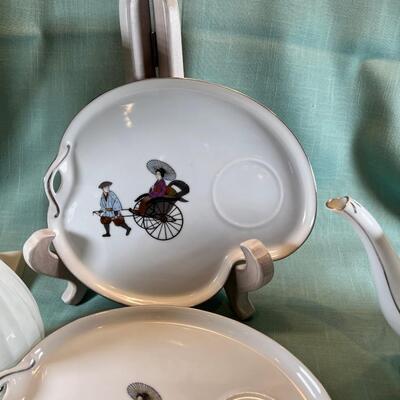Vintage Hakusan Japan #9501 Rickshaw MCM  Fine Japanese Dessert plates