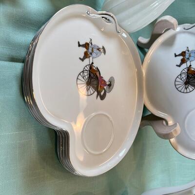 Vintage Hakusan Japan #9501 Rickshaw MCM  Fine Japanese Dessert plates