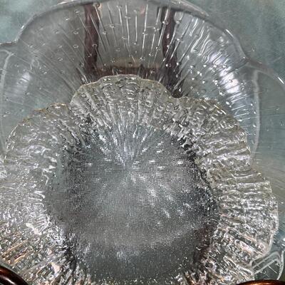 French Glass ware, Duralux, Arcoroc, set of  Pyrex bowls, leaf Serving plate
