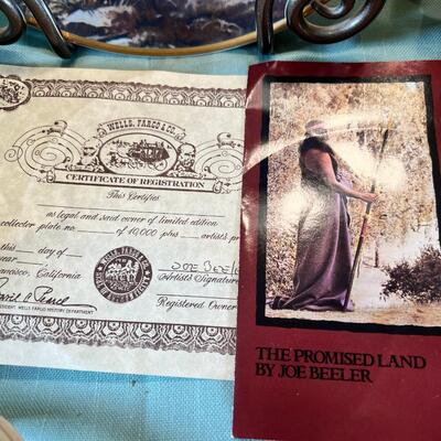 "The Promised Land"  Limited edition By native American  Joe Beeler Wells Fargo  plate 1585 with authentication.