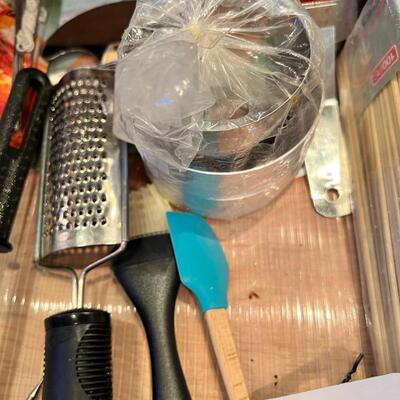 2 Drawers, silicon mini spatulas, graters, kitchen tools