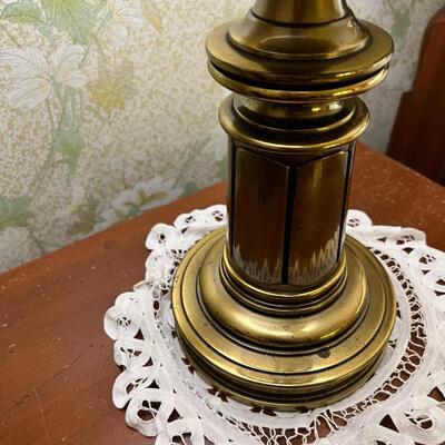 Vintage 24" tall Brass lamp with orignal shade #1