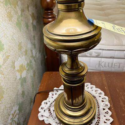 Vintage 24" tall Brass lamp with orignal shade #1