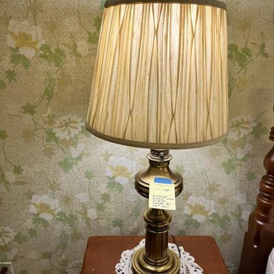 Vintage 24" tall Brass lamp with orignal shade #1