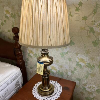 Vintage 24" tall Brass lamp with orignal shade #2