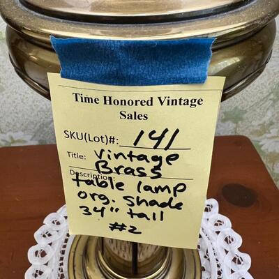 Vintage 24" tall Brass lamp with orignal shade #2