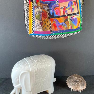 Lot 205. White Elephant & Laurel Burch Tote