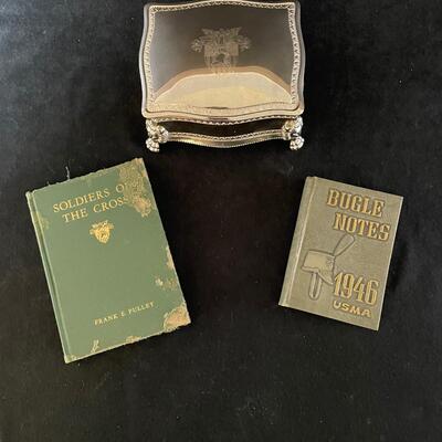 Lot 219 Military Academy Box and Two Vintage Military Books