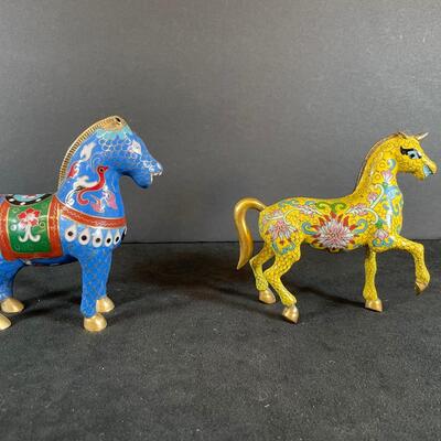 Lot 225 Vintage Chinese Cloisonne Horses