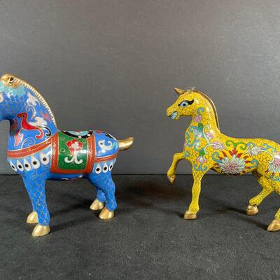 Lot 225 Vintage Chinese Cloisonne Horses