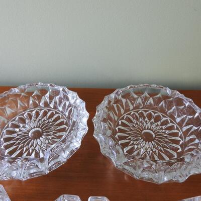 Covered candy dish and ashtrays