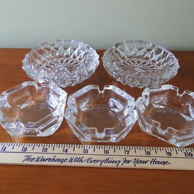 Covered candy dish and ashtrays