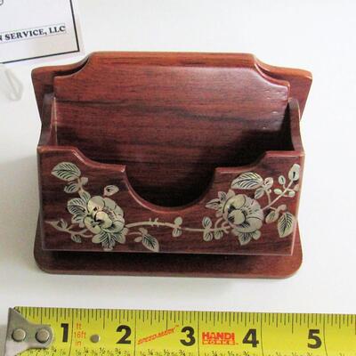 Pretty Wood and Mother of Pearl Business Card Box