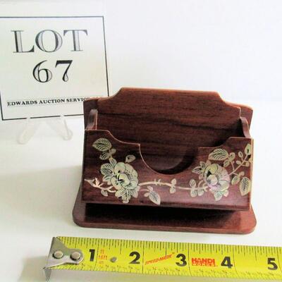 Pretty Wood and Mother of Pearl Business Card Box