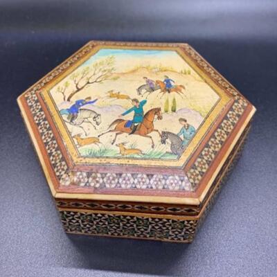 Hand Crafted Micro Mosaic Inlaid Jewelry Trinket Box