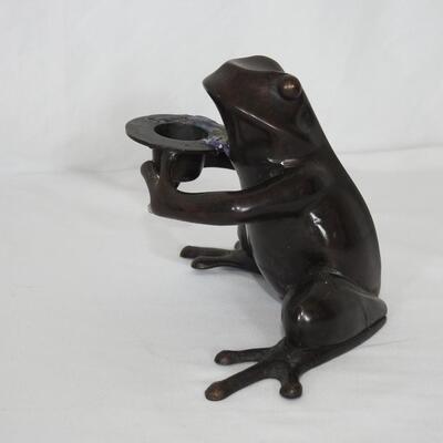 Bronze frog candle holder