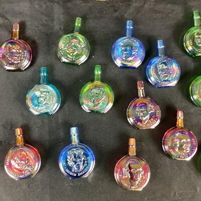 5158 Iridescent Wheaton Presidential Bottles, Carnival Glass,