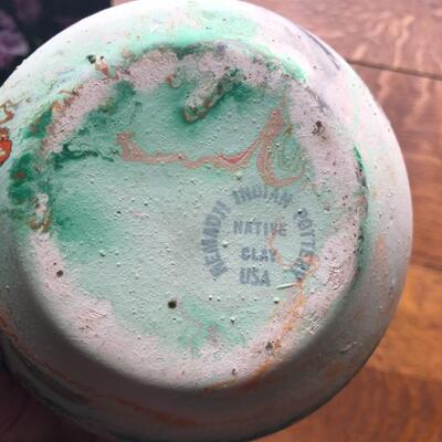 Signed Marbled Native American Pottery Vase