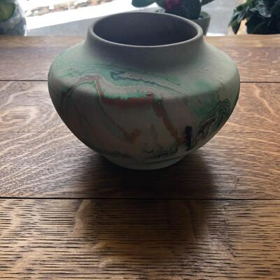 Signed Marbled Native American Pottery Vase