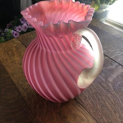 Vintage Cranberry Swirl Water Pitcher