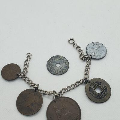 LOT 20G:  Vintage Coin/Token Bracelets  & Coins