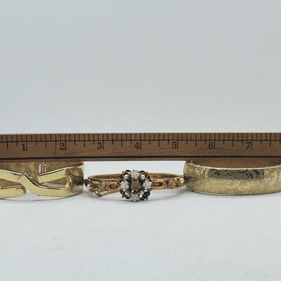 LOT 21G:  Vintage Goldtone  Cuff Bracelets & Delicate Pearl Floral Bracelet