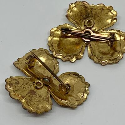 LOT 27R : Vintage Costume Brooches: Pansies w/Pearls, Filigree Citrine Yellow Stone w/Citrine Rhinestones