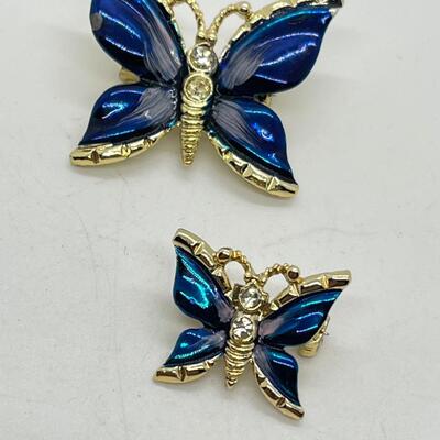 LOT 34: Vintage Blue Butterfly and Bird Brooches