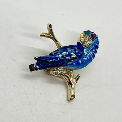 LOT 34: Vintage Blue Butterfly and Bird Brooches