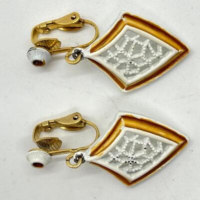 LOT 37: Vintage Clip-On Earrings - One w/ Matching Adjustable Ring