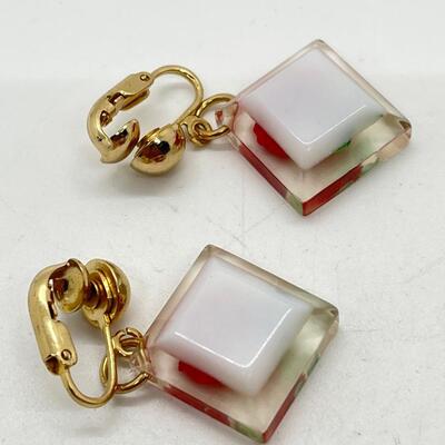 LOT 37: Vintage Clip-On Earrings - One w/ Matching Adjustable Ring