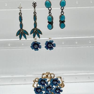 LOT 43: Three Pairs Earrings - One Avon with Matching Brooch
