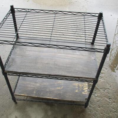 Metal Shelf With Wood Shelves