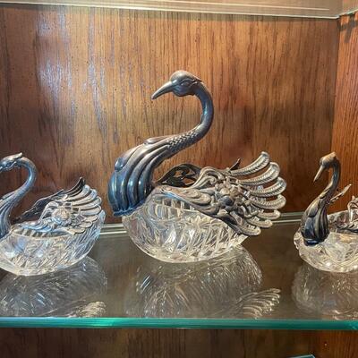 Lot 238 F. Silver-plate and Glass Swans