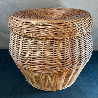 Lot 241  Large Wicker Storage Basket with Lid
