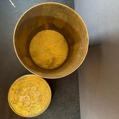 Lot 242.  Vintage Wooden Storage Cylinder