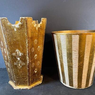 Lot 244. Vintage Wood Wastebaskets
